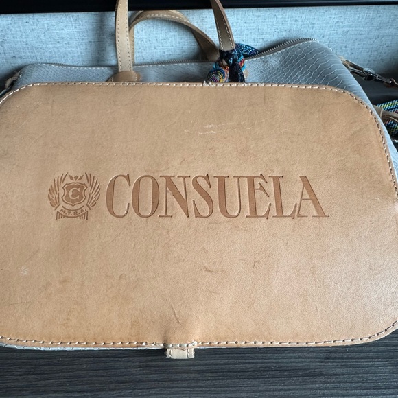 Consuela White and Tan Tote Bag with Textured Design - Picture 6 of 6